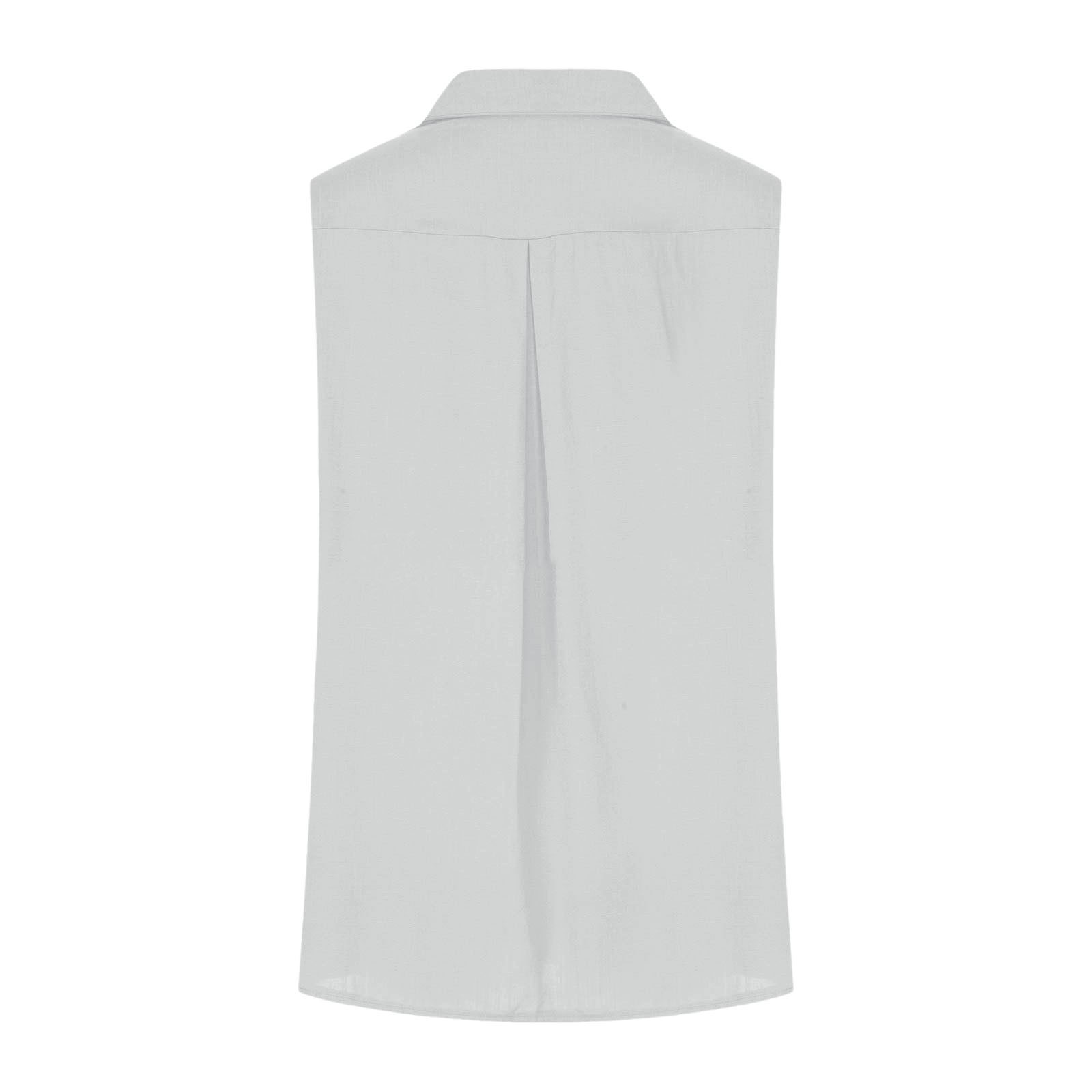thumbnail image 5 of Blusa de lino sin mangas con cuello en V para mujer, ideal para el verano - Camisa informal con botones, 5 of 7